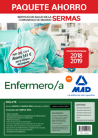Paquete Ahorro Enfermero/a Servicio de Salud de la Comunidad de Madrid. Ahorro de 143 € (incluye Temarios 1, 2, 3 y 4; Test; Simulacros de Examen y acceso a Campus Oro)